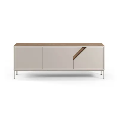Comodă crem/în culoare naturală cu aspect de lemn de stejar 150x55x35 cm Lilou – Marckeric
