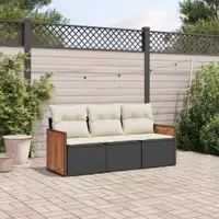 Gossi set mobilier de gradina cu perne, 3 piese, negru, poliratan