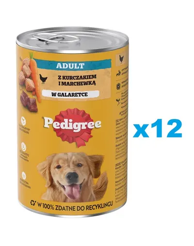 PEDIGREE Adult conserve caini adulti 12x1200g pui si morcovi in aspic