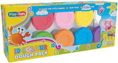 Set plastilina Play-Toys - 10 culori, 300 g