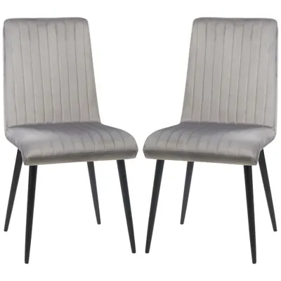 HOMCOM Set 2 Scaune Elegante pentru Dining, Catifea Gri și Picioare din Oțel, Confortabile, Suportă până la 120kg | Aosom Romania