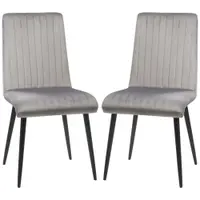HOMCOM Set 2 Scaune Elegante pentru Dining, Catifea Gri și Picioare din Oțel, Confortabile, Suportă până la 120kg | Aosom Romania