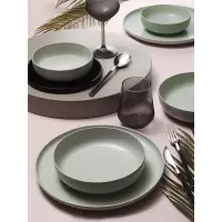 Serviciu de masa Moderna Colore Matte, 24 piese, 6 persoane, portelan, verde mat, kutahya porselen Engros
