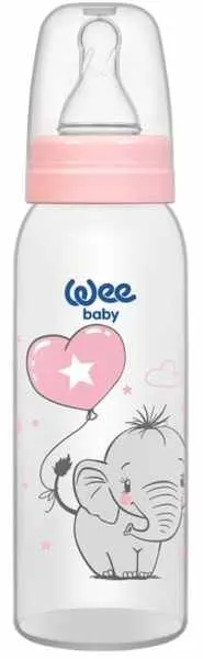 Biberon Wee Baby Classic - 250 ml, roz cu elefant