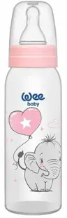 Biberon Wee Baby Classic - 250 ml, roz cu elefant