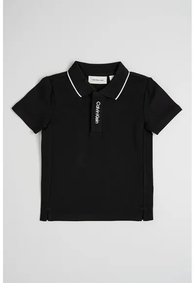 Tricou polo cu logo brodat - Negru/Alb optic