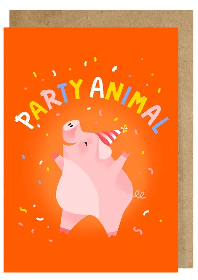 Felicitare Party animal - portocale