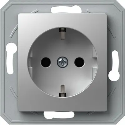 Ekonomik Priza SCHUKO 1P 16A ST IP20 Argint, TEM Modul TEM-VE10ESXO-B