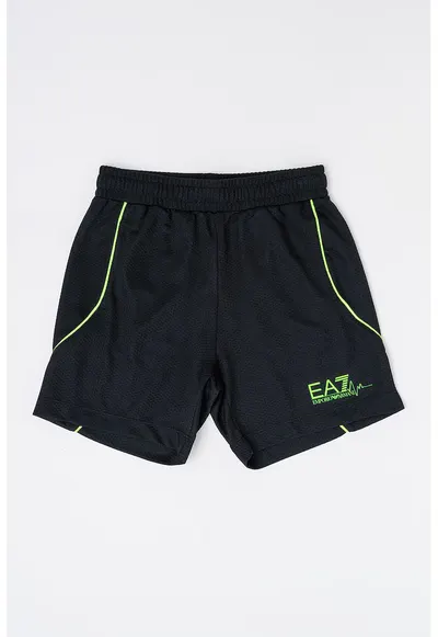 Pantaloni scurti de bumbac cu talie elastica si logo - Negru