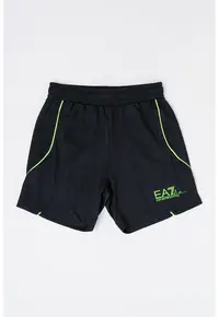 Pantaloni scurti de bumbac cu talie elastica si logo - Negru