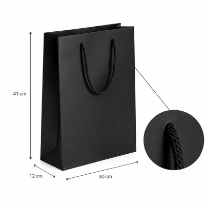Pungi cadou dreptunghiulare uni - negru (set 12 buc) - Mare - 30x41x12cm
