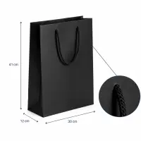 Pungi cadou dreptunghiulare uni - negru (set 12 buc) - Mare - 30x41x12cm