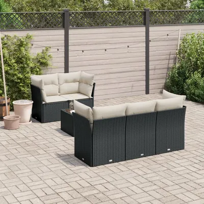 Gossi set mobilier de gradina cu perne, 6 piese, negru, poliratan