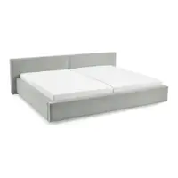 Pat matrimonial gri deschis tapițat cu spațiu de depozitare cu somieră 200x240 cm Cube – Meise Möbel