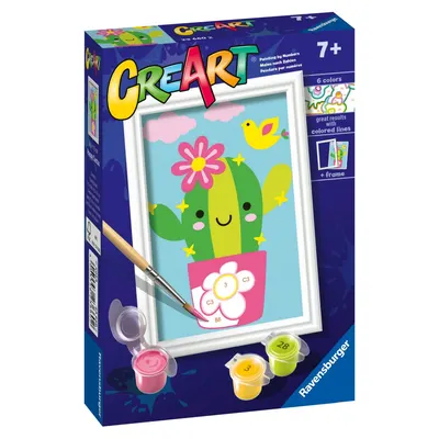 Pictura pe numere pentru copii Ravensburger CreArt Cactus in ghiveci