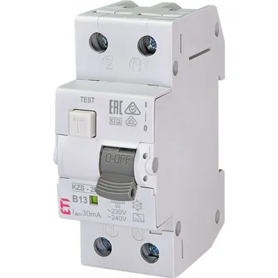 KZS-2M Intrerupatoare de curent rezidual cu protecție la supracurent, 2 module, tip A și AC KZS-2M A B13/0.03