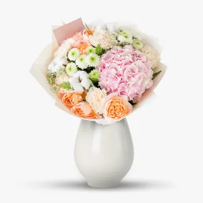 Buchet cu hortensie si bumbac