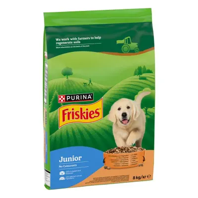 Hrana uscata pentru caini Friskies Junior cu pui legume 8 kg