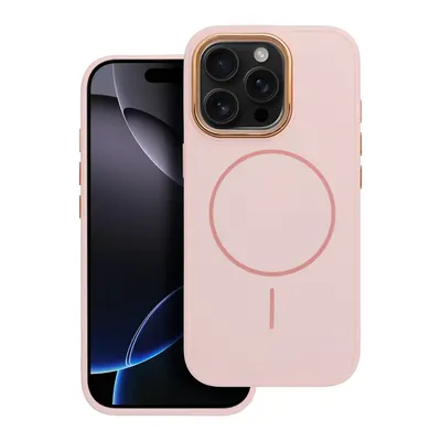 Husa cu Magsafe pentru iPhone 15 Pro Max, Frame Mag Cover, Roz Pudra Engros