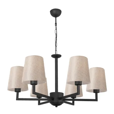 Lustră neagră cu abajur textil Profil – Opviq lights
