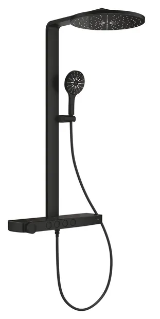 Sistem de dus Grohe SPA Aqua Pure, aparent, termostat, 360 mm, 3 functii, mat, negru, 101680KF00