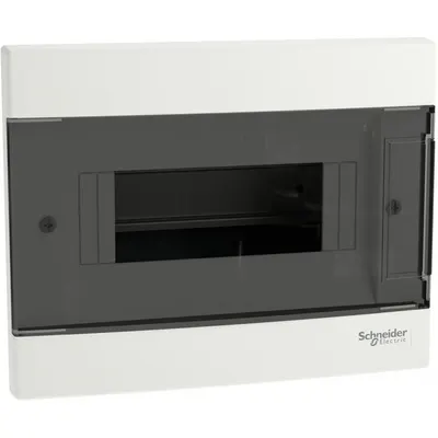 Tablou cu montaj incastrat Easy9EU 1x8 Module, usa fumurie, cu 2 blocuri terminale Schneider EZ9EUA108