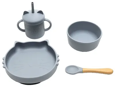 Set de hrănire din silicon Lorelli - 4 piese , Grey