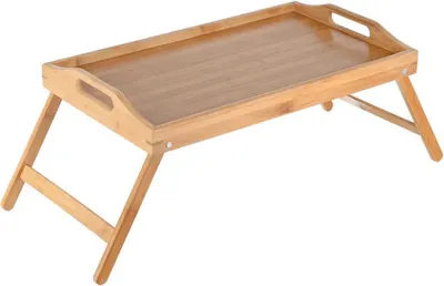 Tavă de servire cu picioare pliabile Estia - Bamboo Essentials, 50 x 30 x 21 cm