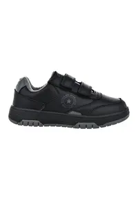 Pantofi sport cu logo si velcro - Negru/Gri inchis