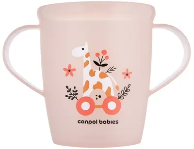 Cană cu mânere Canpol - Toys, 250 ml, 12 luni+, roz