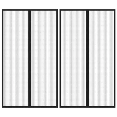 Gossi perdele de usa anti-insecte cu magnet, 2 buc., negru, 200x80 cm
