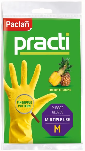 Mănuși parfumate pentru uz casnic Paclan - Practi, mărimea M, 1 pereche, galben