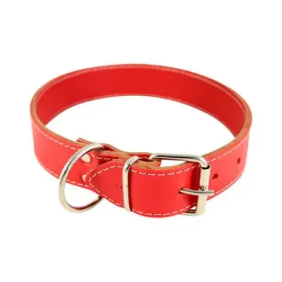 Zgarda din piele pentru caini Nr. 5 Petro Rosie 3,9 x 65 cm