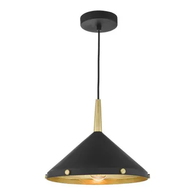 Lampa suspendata Edena 1 Light Pendant Matt Black And Gold Leaf
