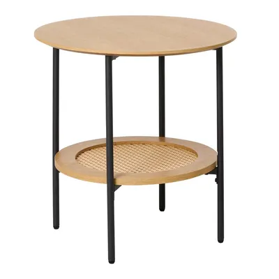 Măsuță auxiliară rotundă cu aspect de lemn de stejar ø 50 cm Pensacola – Unique Furniture