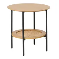 Măsuță auxiliară rotundă cu aspect de lemn de stejar ø 50 cm Pensacola – Unique Furniture