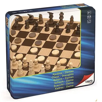 Set șah și table Cayro – 25.5 x 25.5 cm, în cutie metalică