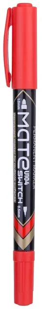 Marker permanent Deli Switch Mate - EU10440, varf dublu, rosu