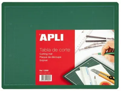 Tabla de taiere cu dungi APLI - Verde, 300 x 220 x 2 mm (A4)