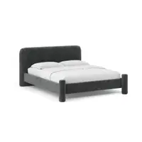 Pat matrimonial gri închis tapițat cu somieră 160x200 cm Vera – Micadoni