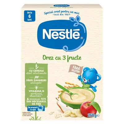 Cereale orez cu 3 fructe, 250g, Nestle
