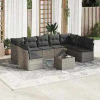 Gossi set mobilier de gradina cu perne, 10 piese, gri, poliratan