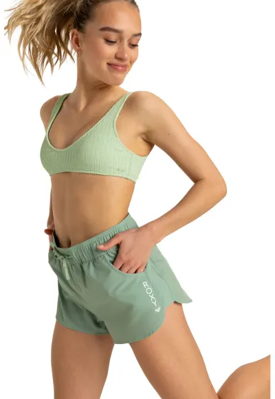 Pantaloni de scurti de baie cu snur Wave 2 - Verde sparanghel