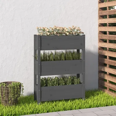 vidaXL Jardinieră, gri, 77 x 25 x 104,5 cm, lemn masiv de pin