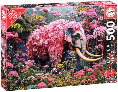 Puzzle Educa din 500 piese - Elefant cu motive florale