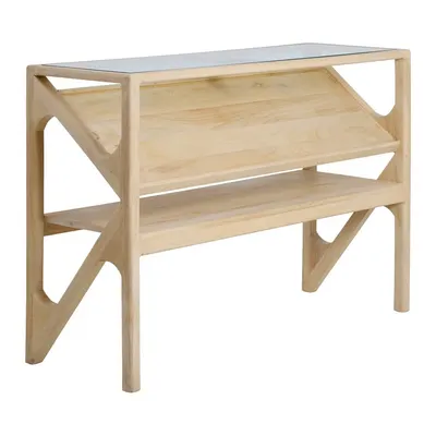 Masă consolă în culoare naturală deschisă cu blat din sticlă 41x119 cm Yuki – Light & Living