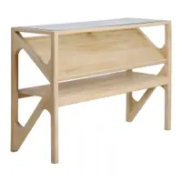Masă consolă în culoare naturală deschisă cu blat din sticlă 41x119 cm Yuki – Light & Living