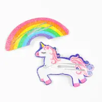 Set 2 agrafe de par cu unicorn si curcubeu