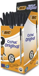 Set de pixuri BIC Cristal - 1.0 mm, negre, 50 buc