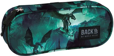 Penar oval școlar BackUp A - Dragon, cu un fermoar